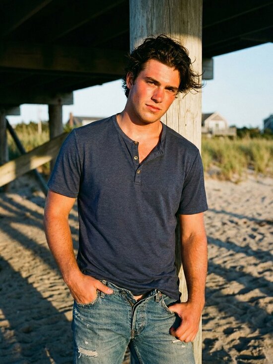 Hawker Rye Other - Hawker Rye Mens Medium Tall Henley Navy Blue Recycled Performance Essential Gorp